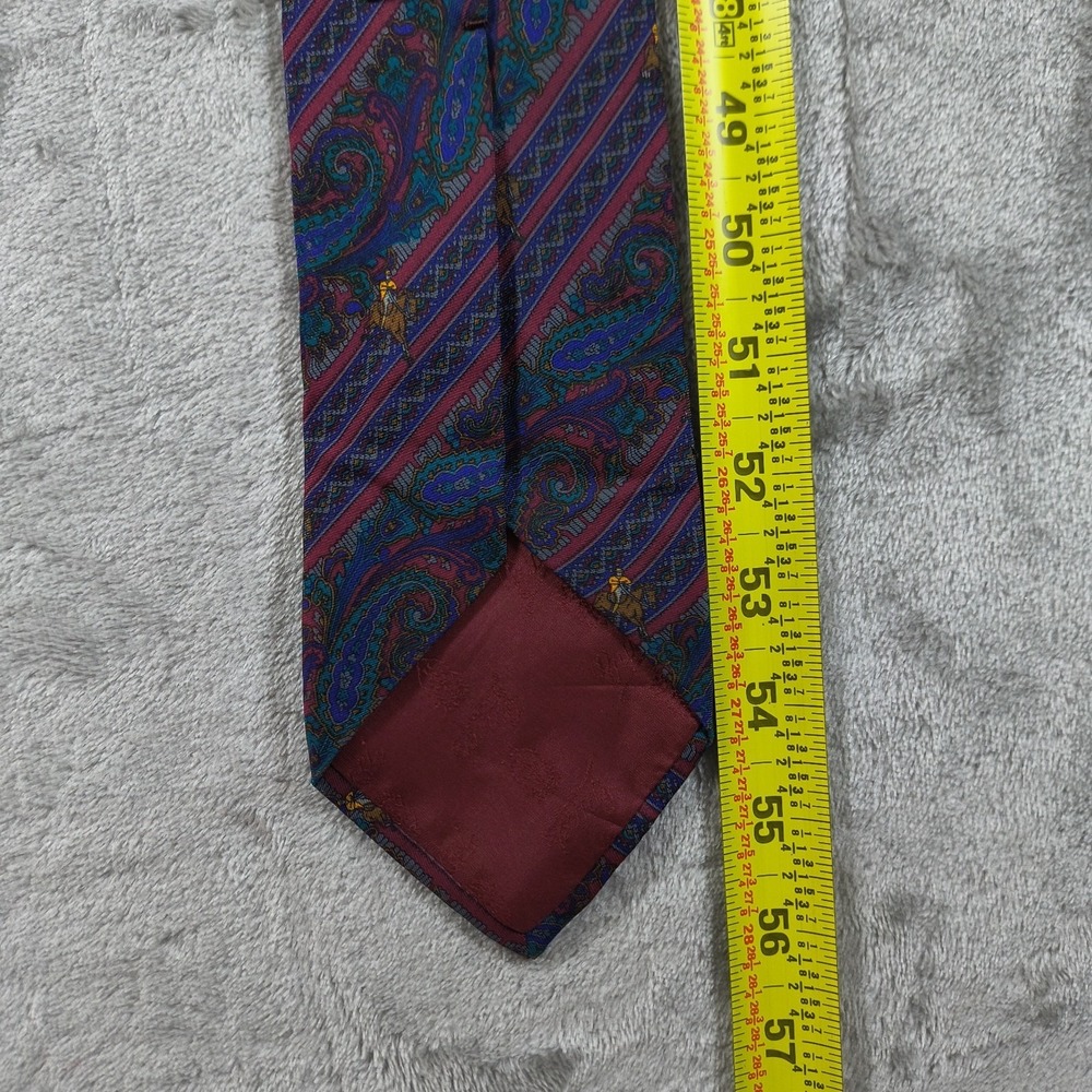 Vintage Gucci Tie Mens 56x3.5 Blue Paisley Equestrian Horse Silk Made In Italy - Picture 6 of 8